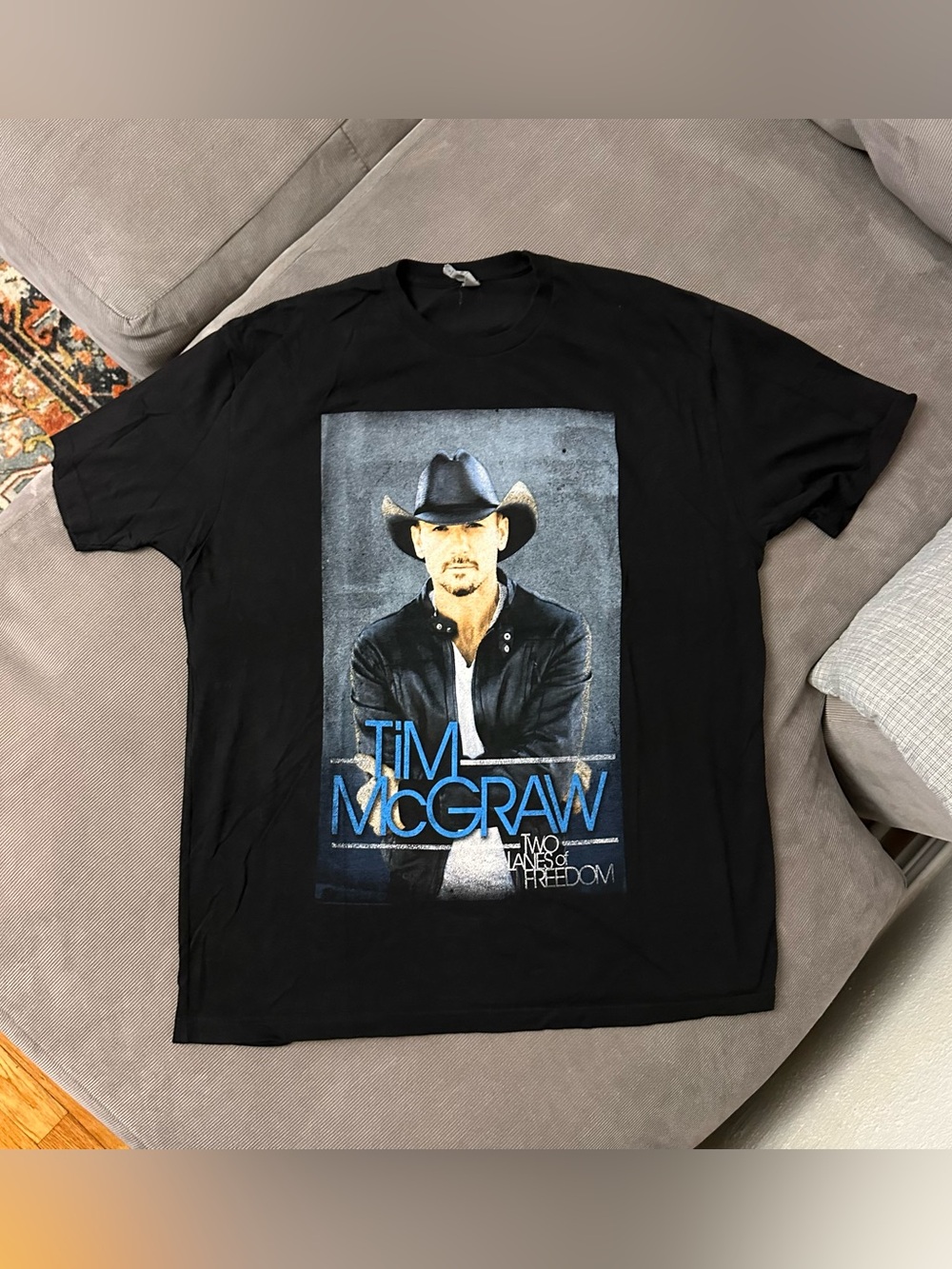 Tim McGraw 2013 "Two Lanes Of Freedom" Tour Tee Shirt Black Double Sided Size XL